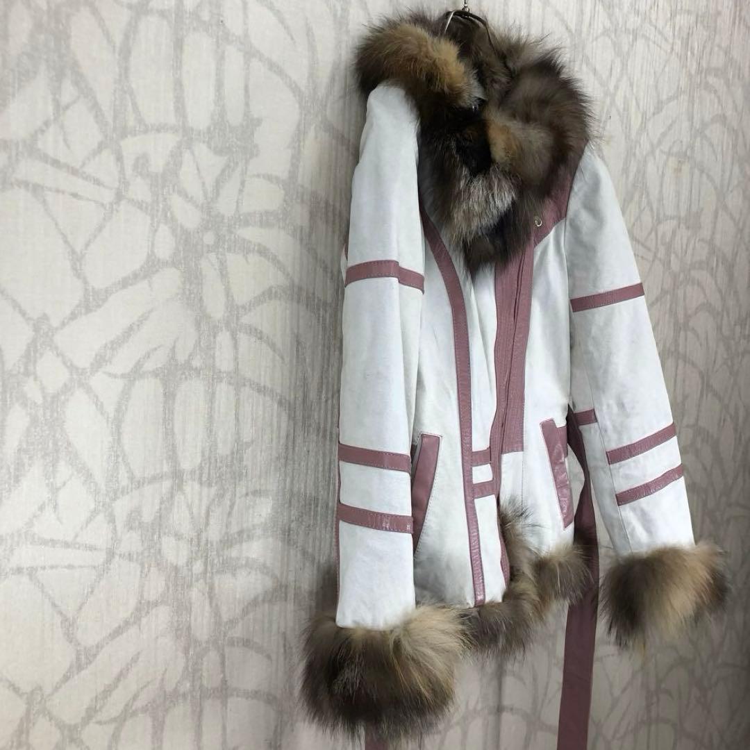 COCON Japan リアルファー付きジャケット　ベルト付き　R