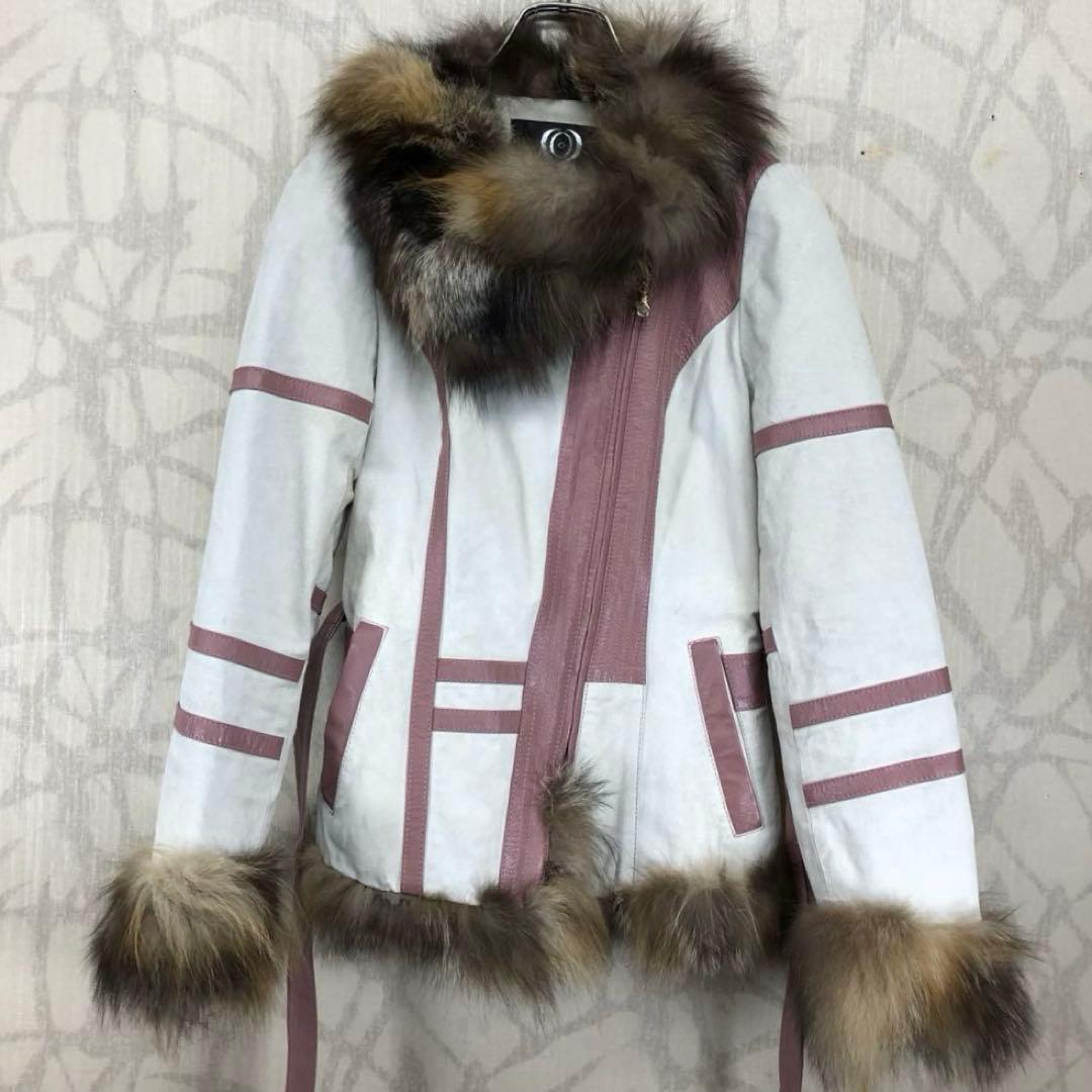 COCON Japan リアルファー付きジャケット　ベルト付き　R