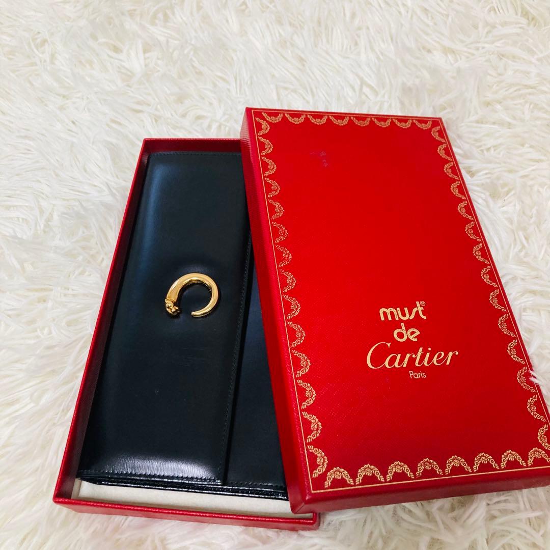 極美品✨ 箱✨ カルティエ パンテール 長財布 三つ折り 黒