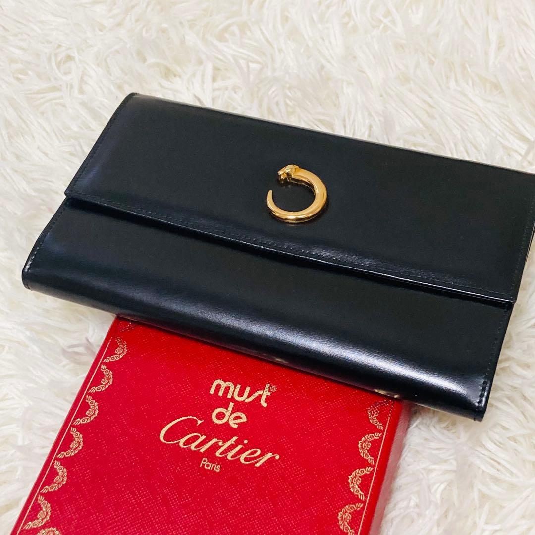極美品✨ 箱✨ カルティエ パンテール 長財布 三つ折り 黒