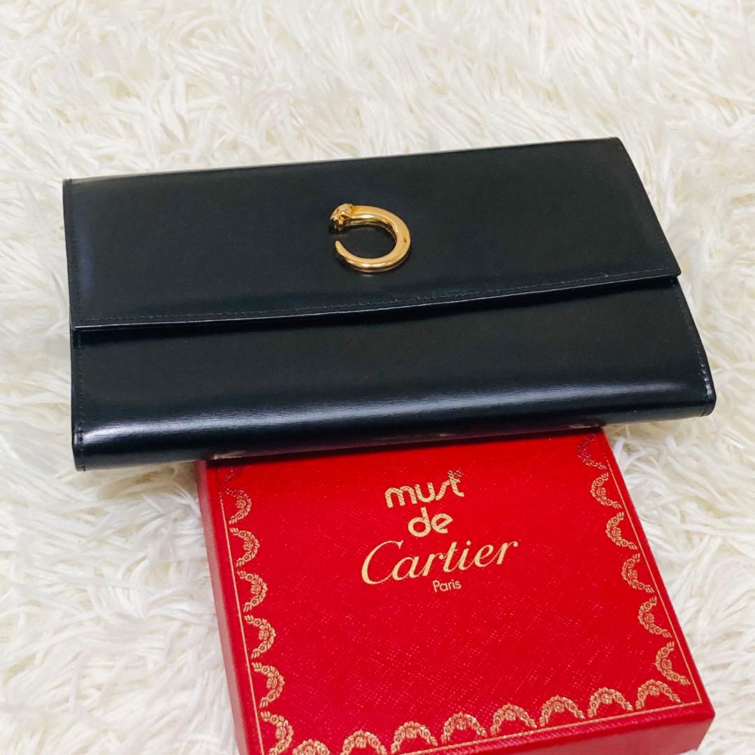 極美品✨ 箱✨ カルティエ パンテール 長財布 三つ折り 黒