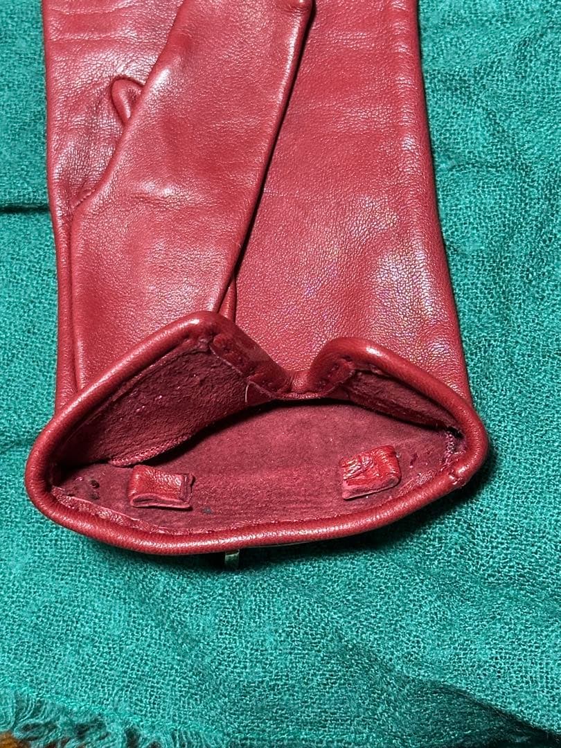 HERMES レザー手袋 レッド