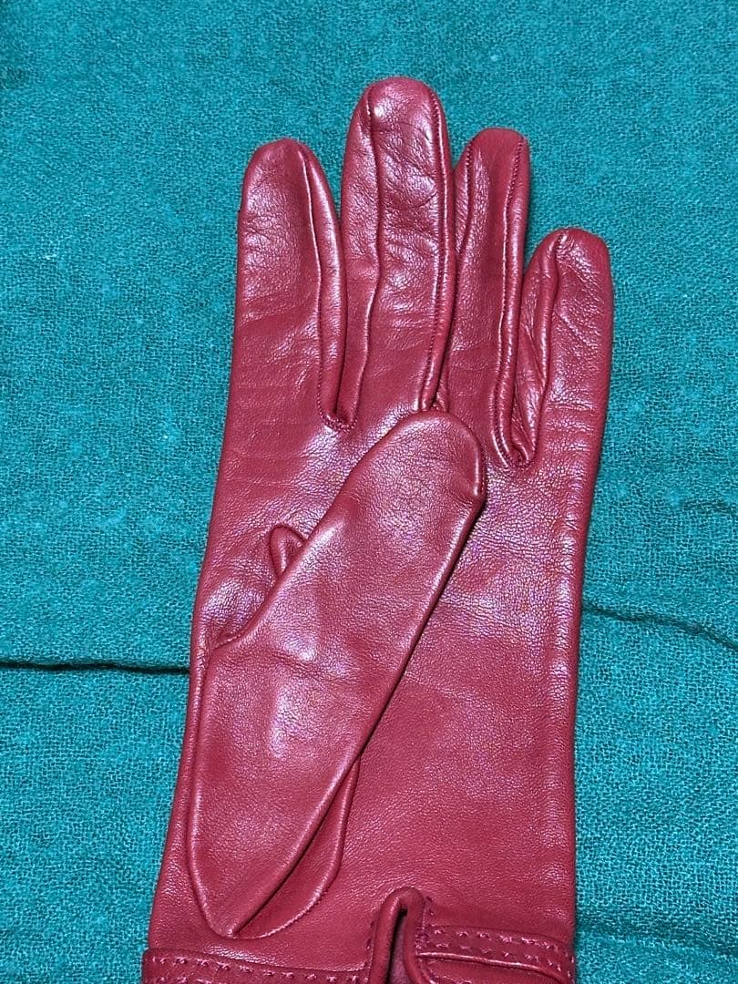 HERMES レザー手袋 レッド