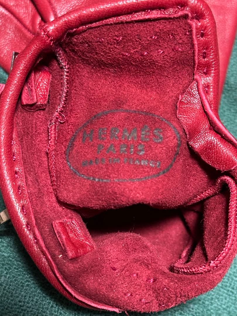 HERMES レザー手袋 レッド