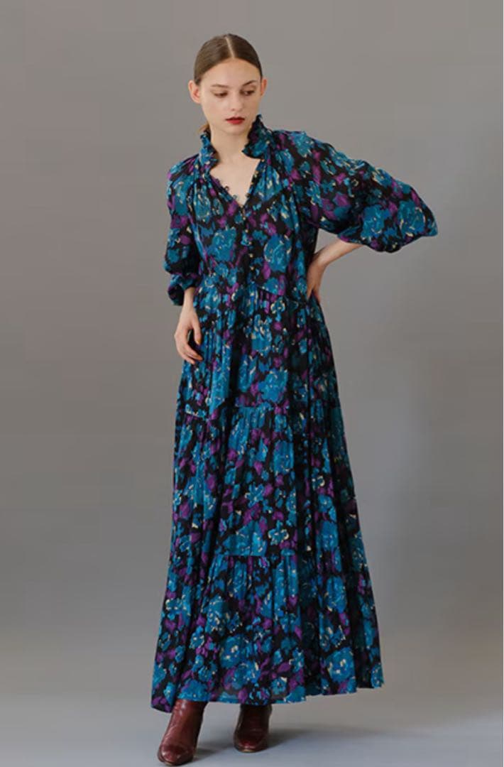 【Velnica】ヴェルニカ 現行品 大人気花柄ワンピース ターコイズ