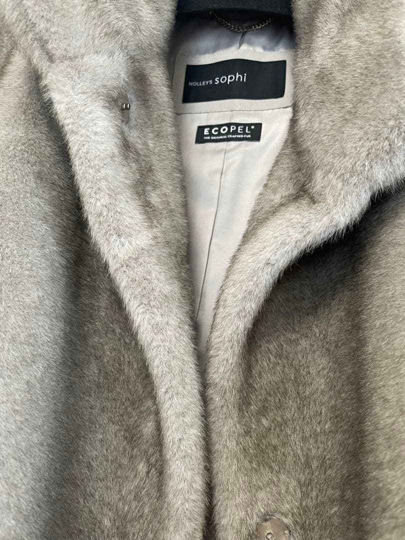 25AW NOLLEY'S sophiフェイクファーショートCT グレーベージュ