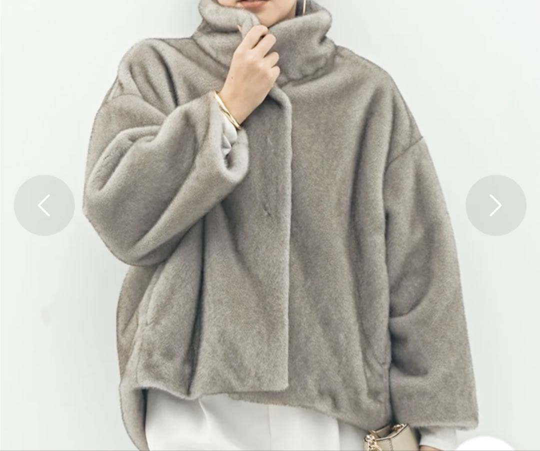 25AW NOLLEY'S sophiフェイクファーショートCT グレーベージュ