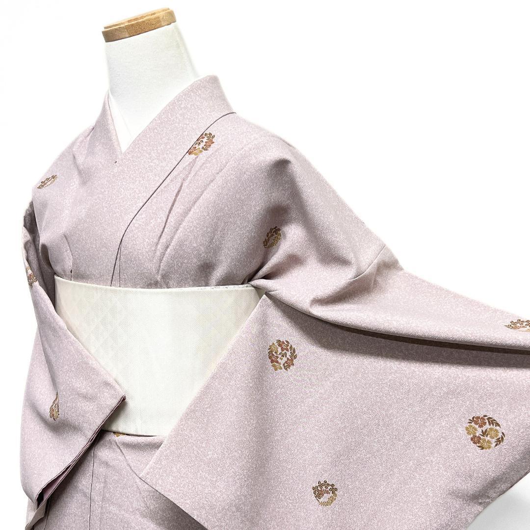 小紋　洗える着物　花紋　桔梗　撫子　藤　たたき染　着物　122b d ms