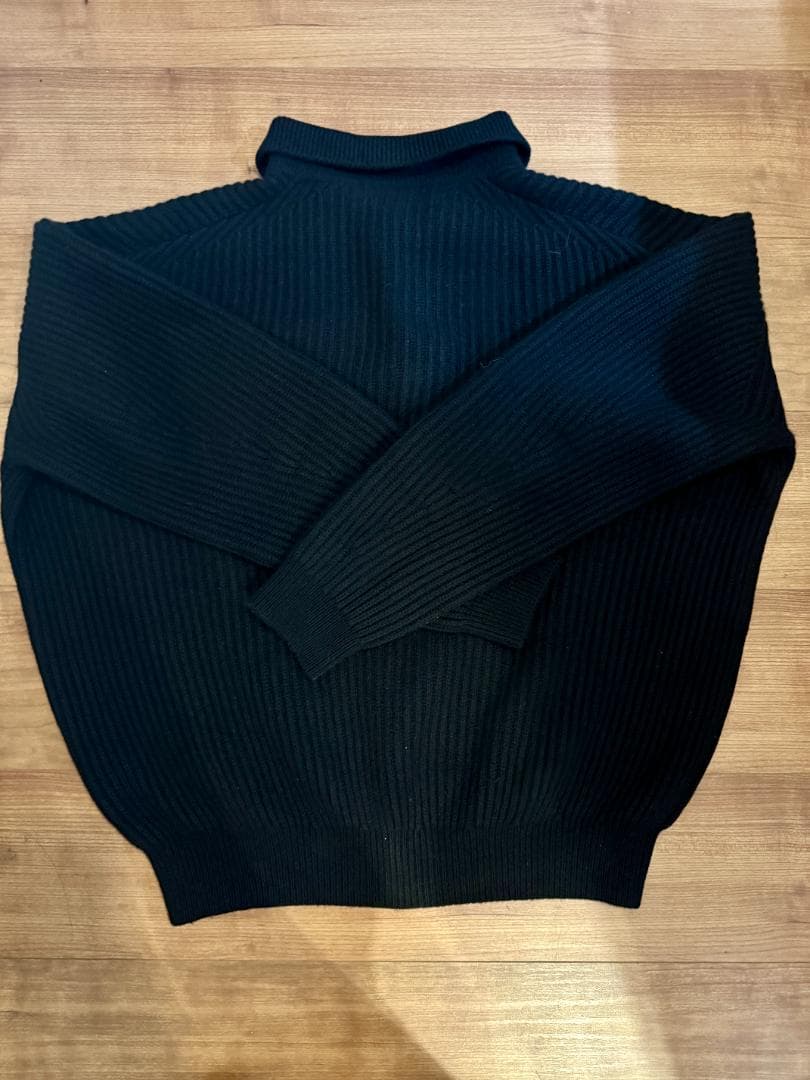 H BEAUTY&YOUTH ウールカシミヤリブ2Bニットポロシャツ OVY M