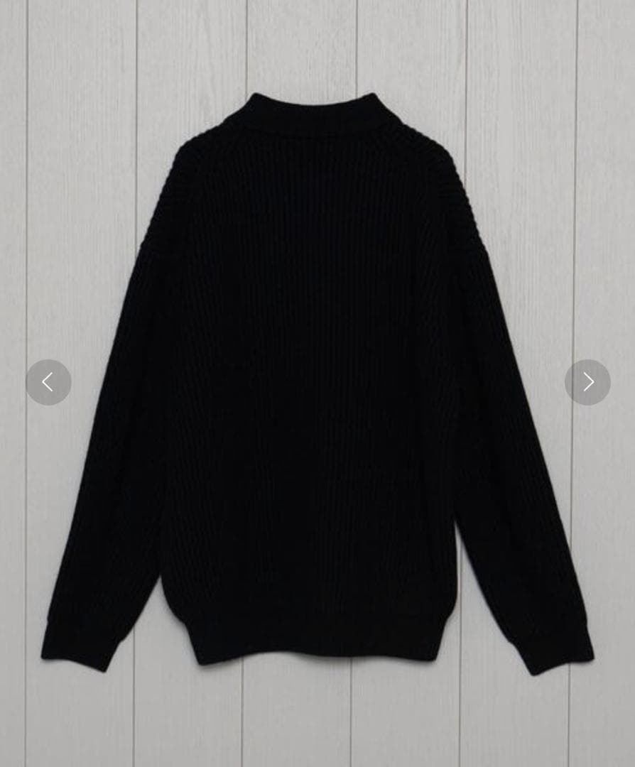 H BEAUTY&YOUTH ウールカシミヤリブ2Bニットポロシャツ OVY M