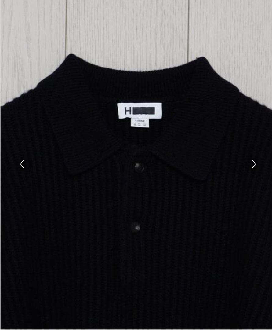 H BEAUTY&YOUTH ウールカシミヤリブ2Bニットポロシャツ OVY M