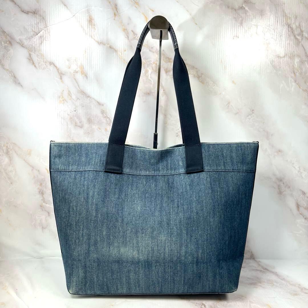 【美品】COACH コーチ トートバッグ 花柄 デニム インディゴ ピックロゴ