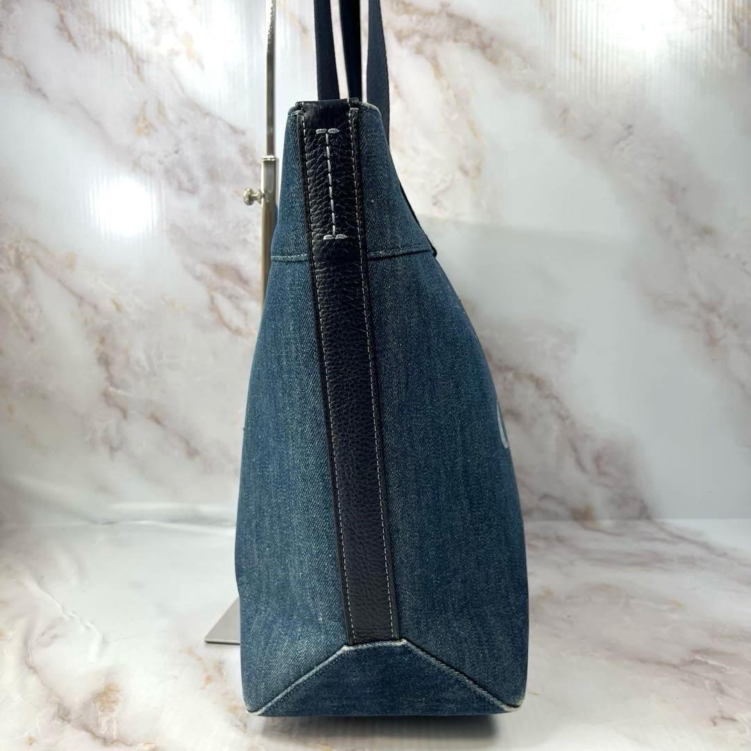 【美品】COACH コーチ トートバッグ 花柄 デニム インディゴ ピックロゴ