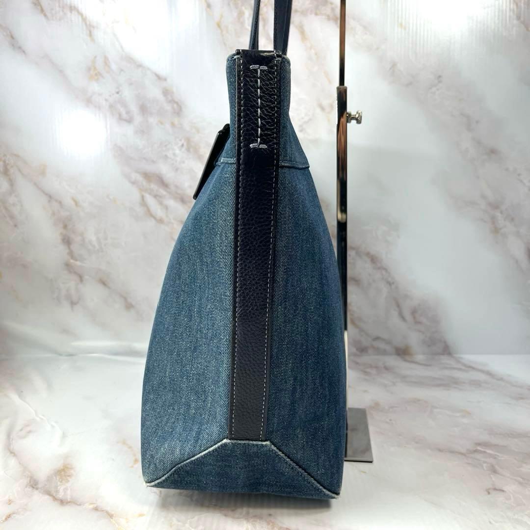 【美品】COACH コーチ トートバッグ 花柄 デニム インディゴ ピックロゴ