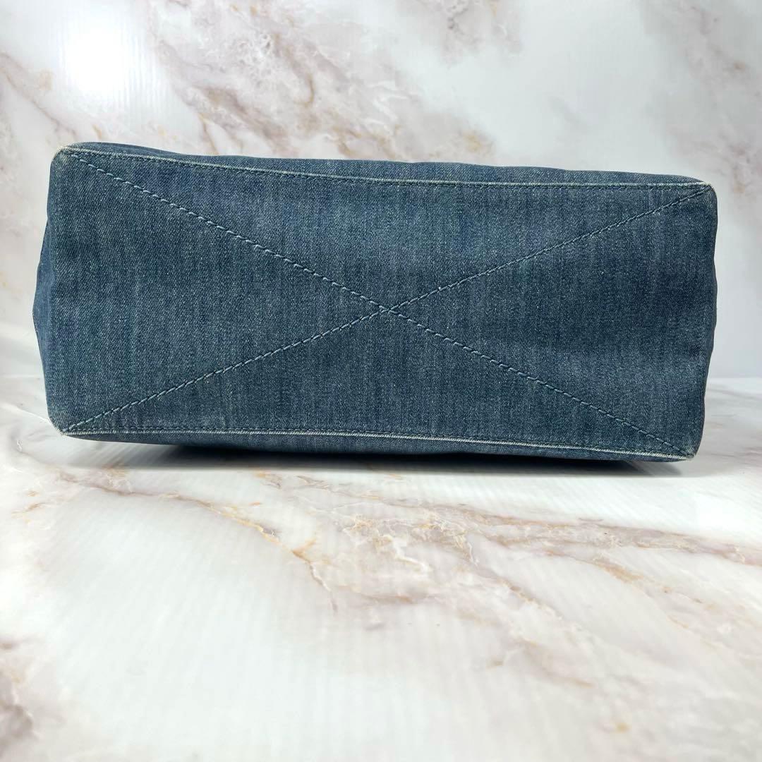 【美品】COACH コーチ トートバッグ 花柄 デニム インディゴ ピックロゴ