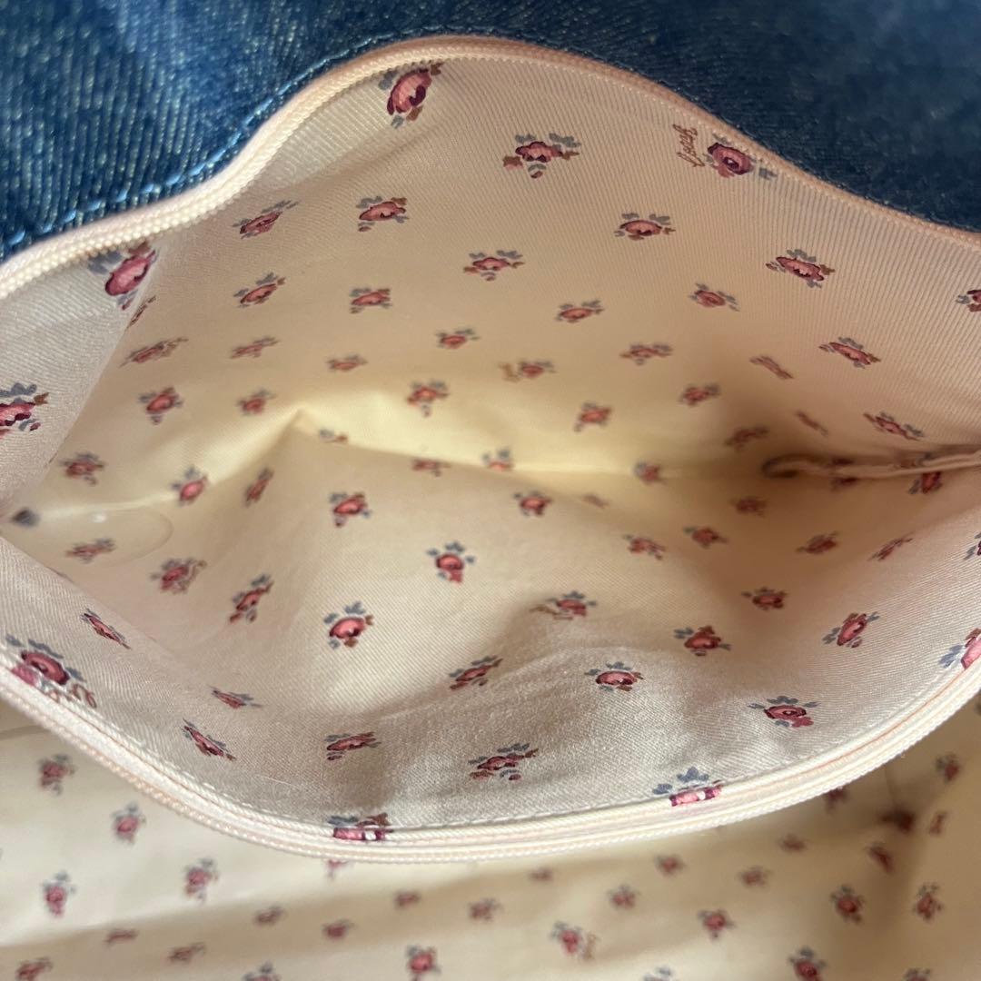 【美品】COACH コーチ トートバッグ 花柄 デニム インディゴ ピックロゴ