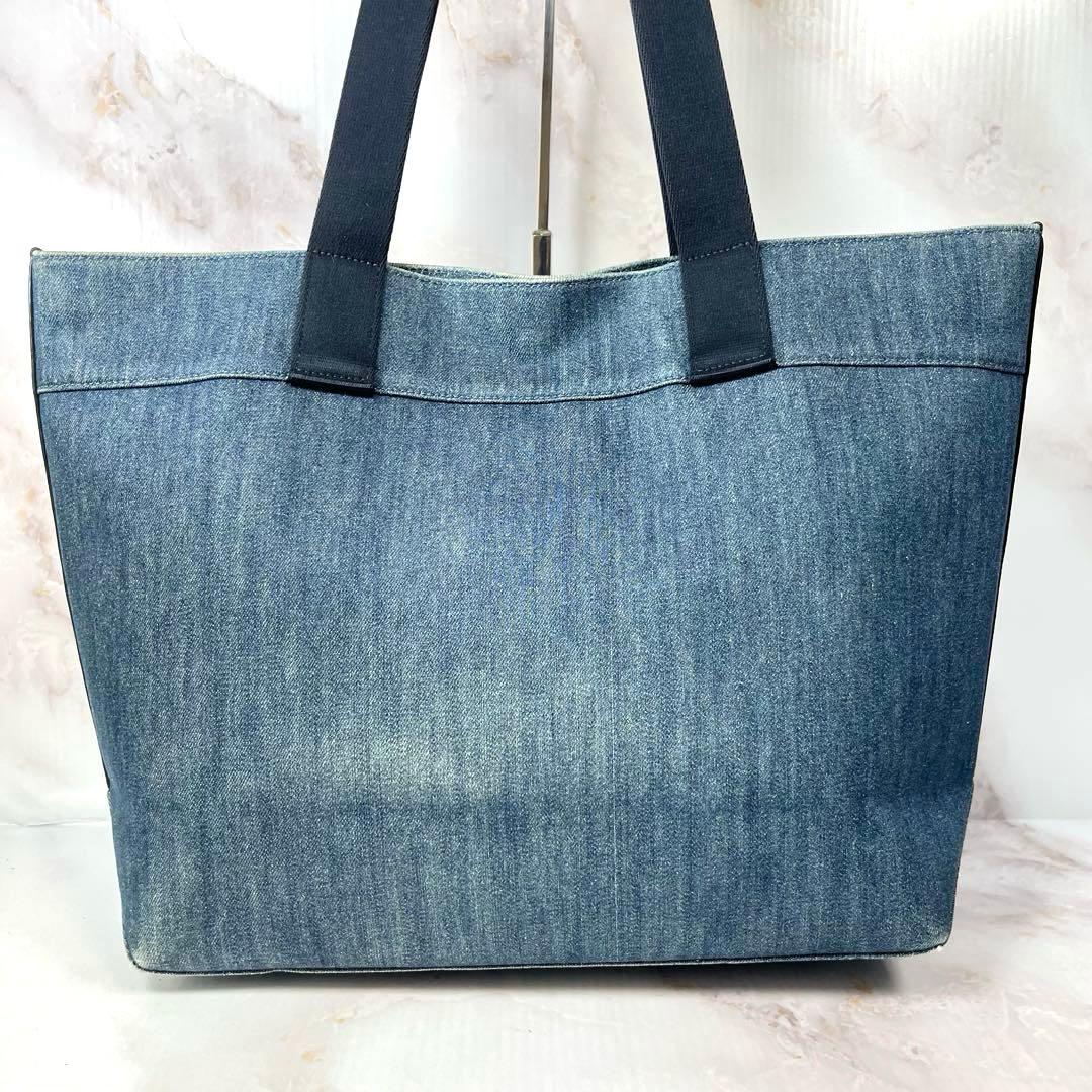 【美品】COACH コーチ トートバッグ 花柄 デニム インディゴ ピックロゴ