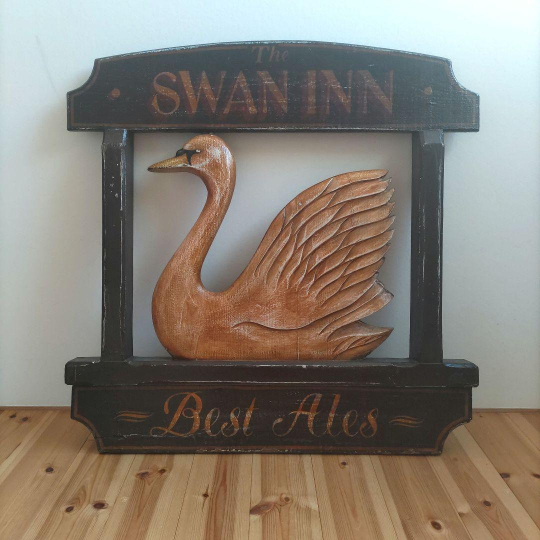 【ショップ什器に】アンティーク木製看板 イギリス SWAN INN