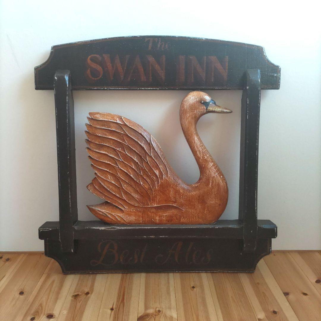 【ショップ什器に】アンティーク木製看板 イギリス SWAN INN