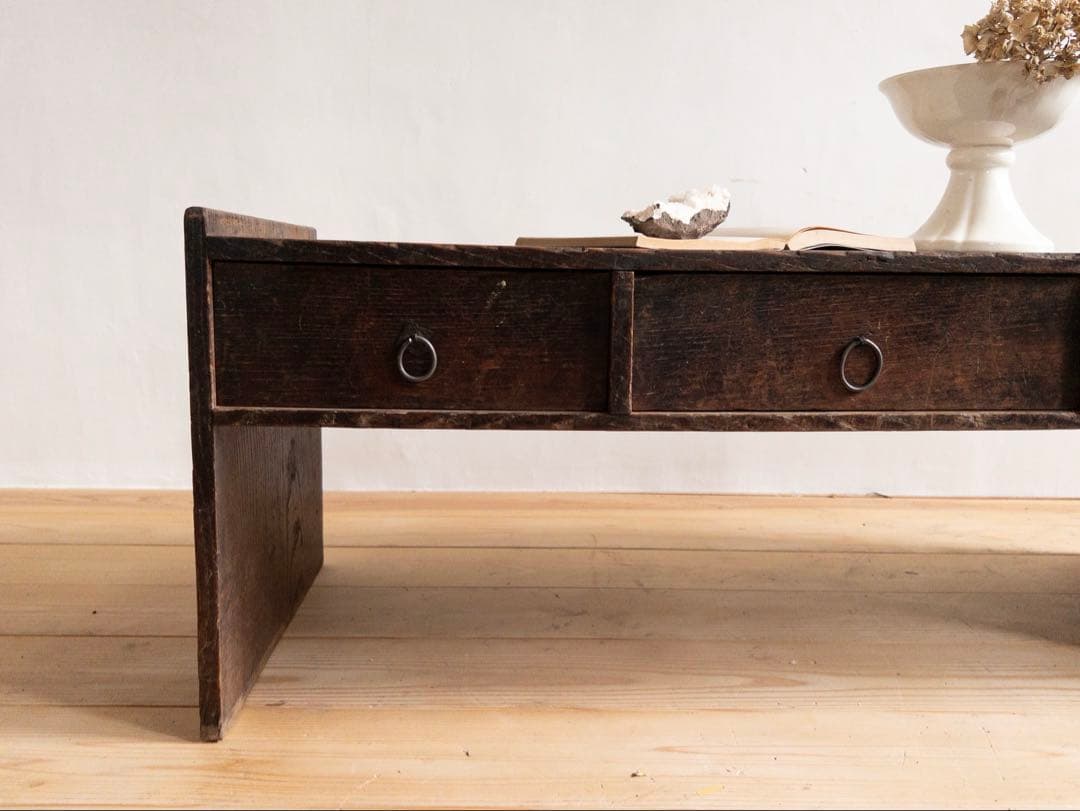 古道具 小引き出し付き 文机 ローデスク 木製