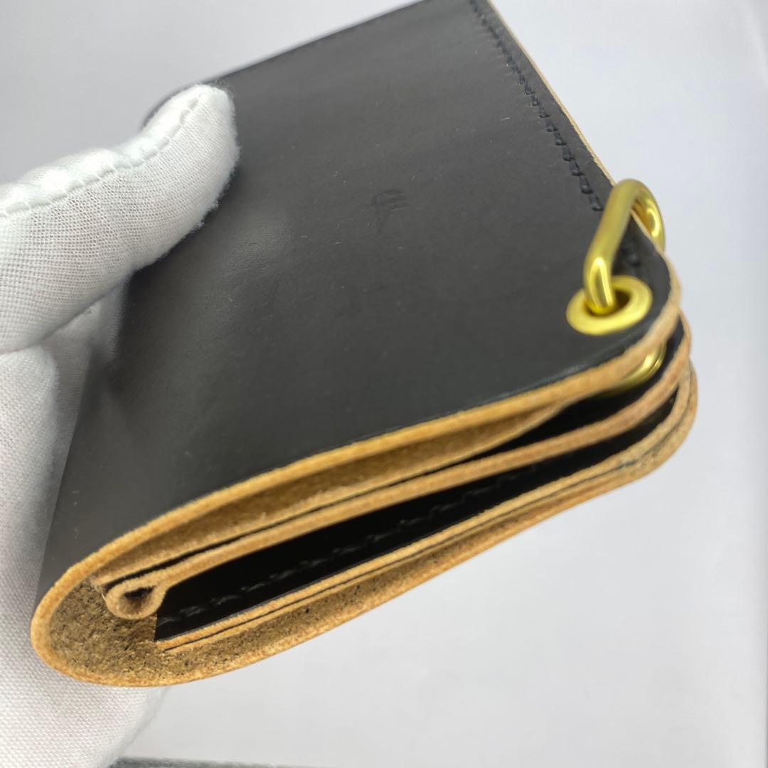 [値下]お札折らずに収納できる無骨な手染めミドルトラッカーウォレット BTW