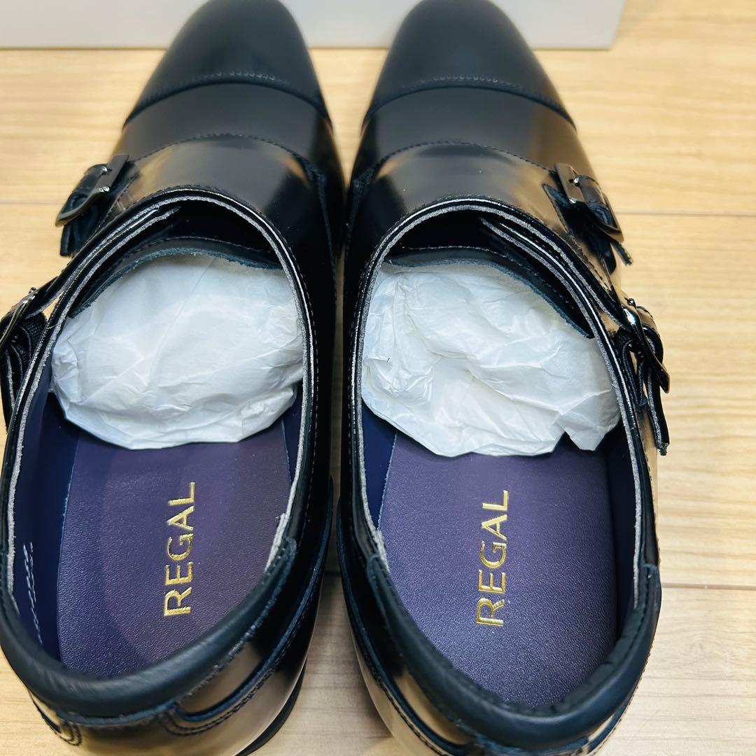 【新品】REGAL 37TR ダブルモンク スクラッチタフレザー 黒 25.5㎝