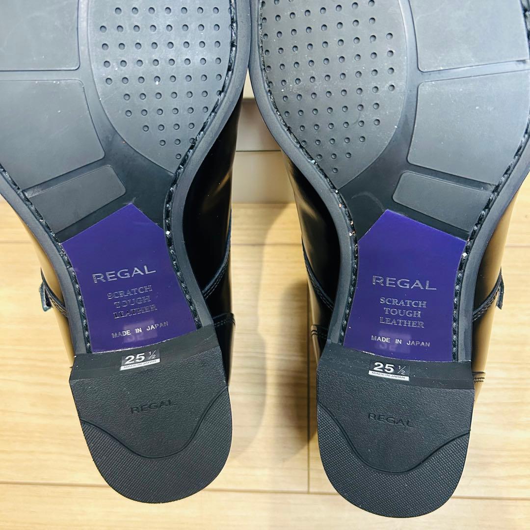 【新品】REGAL 37TR ダブルモンク スクラッチタフレザー 黒 25.5㎝