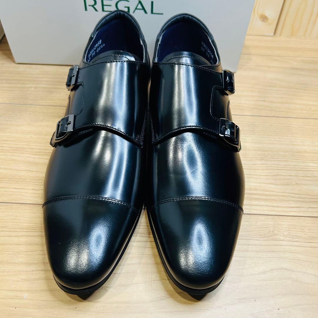 【新品】REGAL 37TR ダブルモンク スクラッチタフレザー 黒 25.5㎝