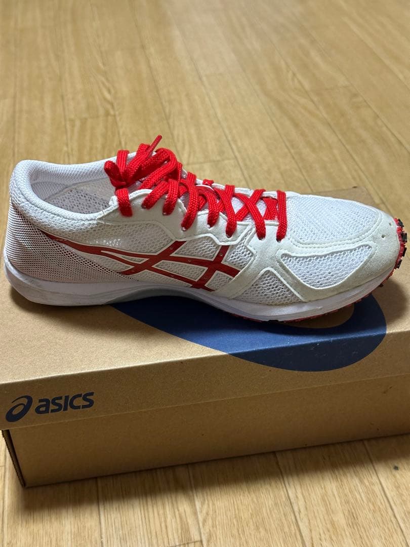 【asics】ランニングシューズ ホワイト/レッド　24.5cm