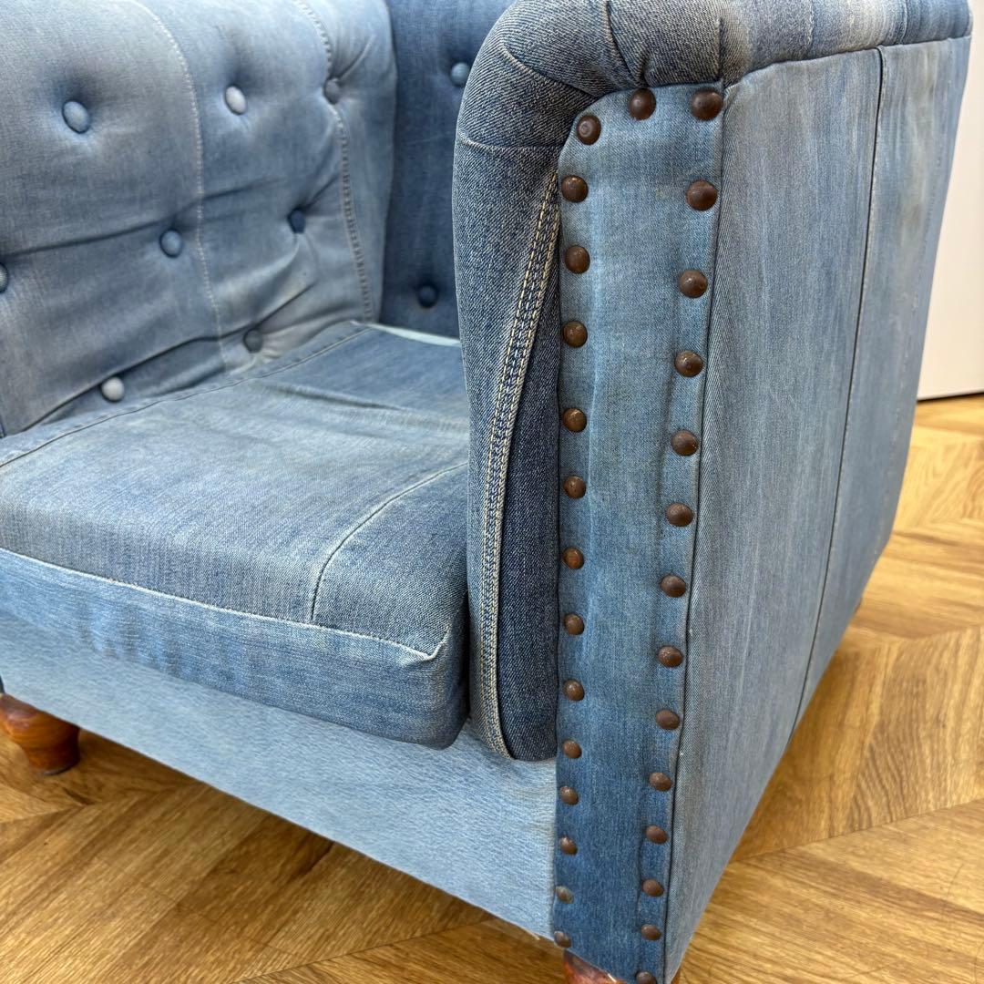 【今月まで‼️】デニム スタッズ　シングルソファ
