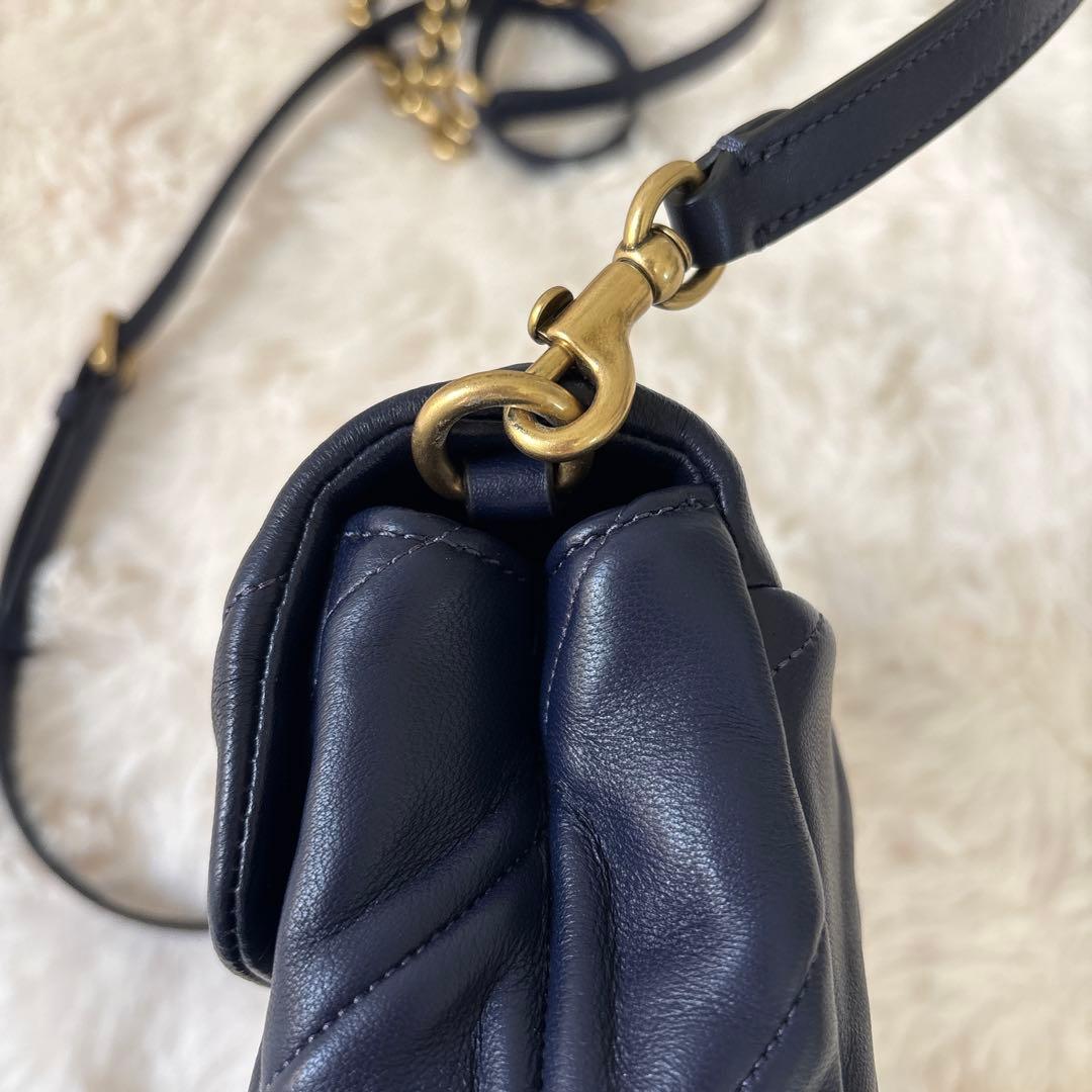 COACH タイムズ スクエア タビー ショルダー バッグキルティング ネイビー