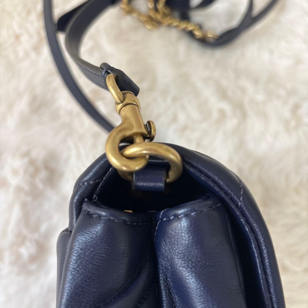 COACH タイムズ スクエア タビー ショルダー バッグキルティング ネイビー