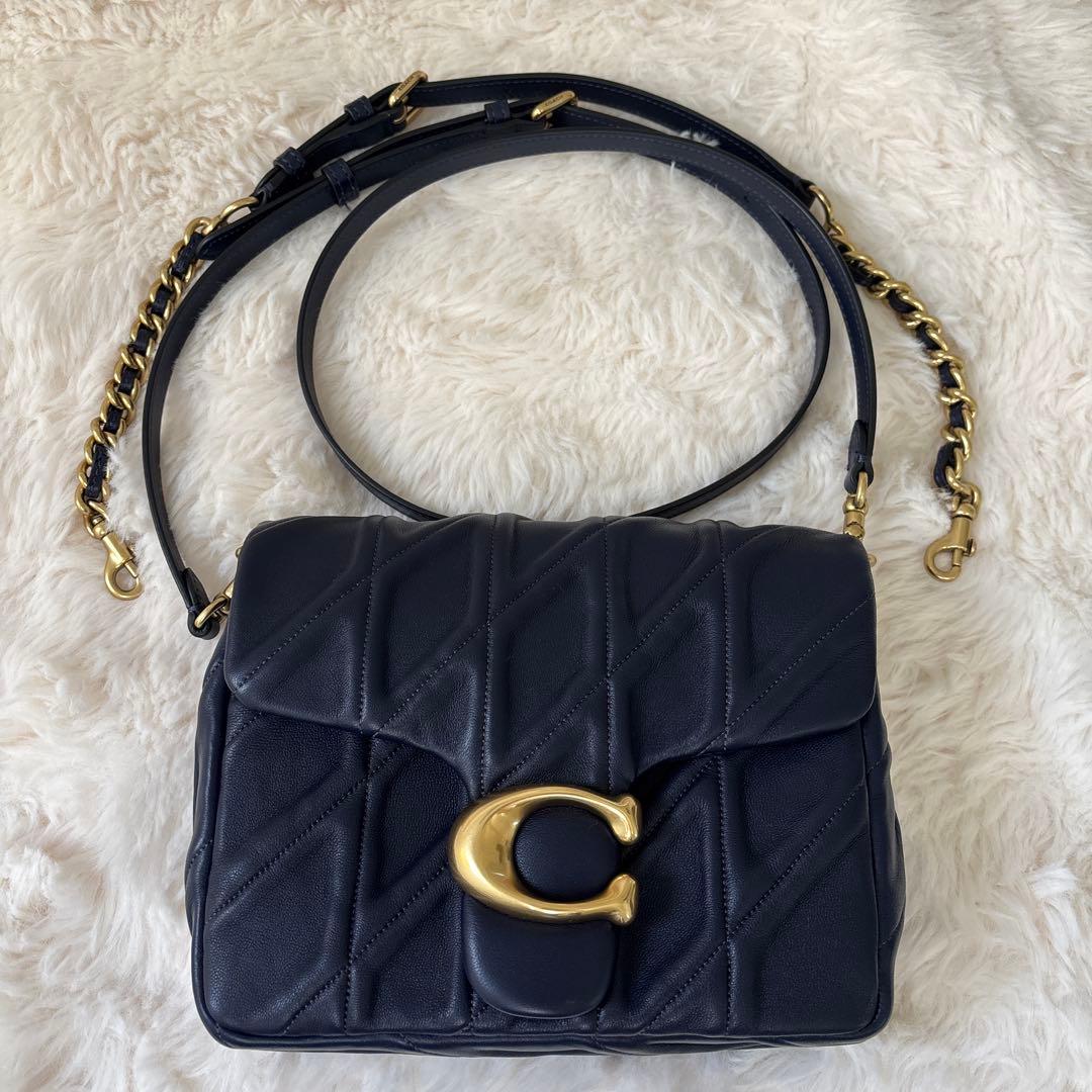COACH タイムズ スクエア タビー ショルダー バッグキルティング ネイビー