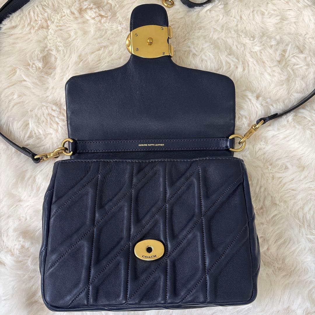 COACH タイムズ スクエア タビー ショルダー バッグキルティング ネイビー