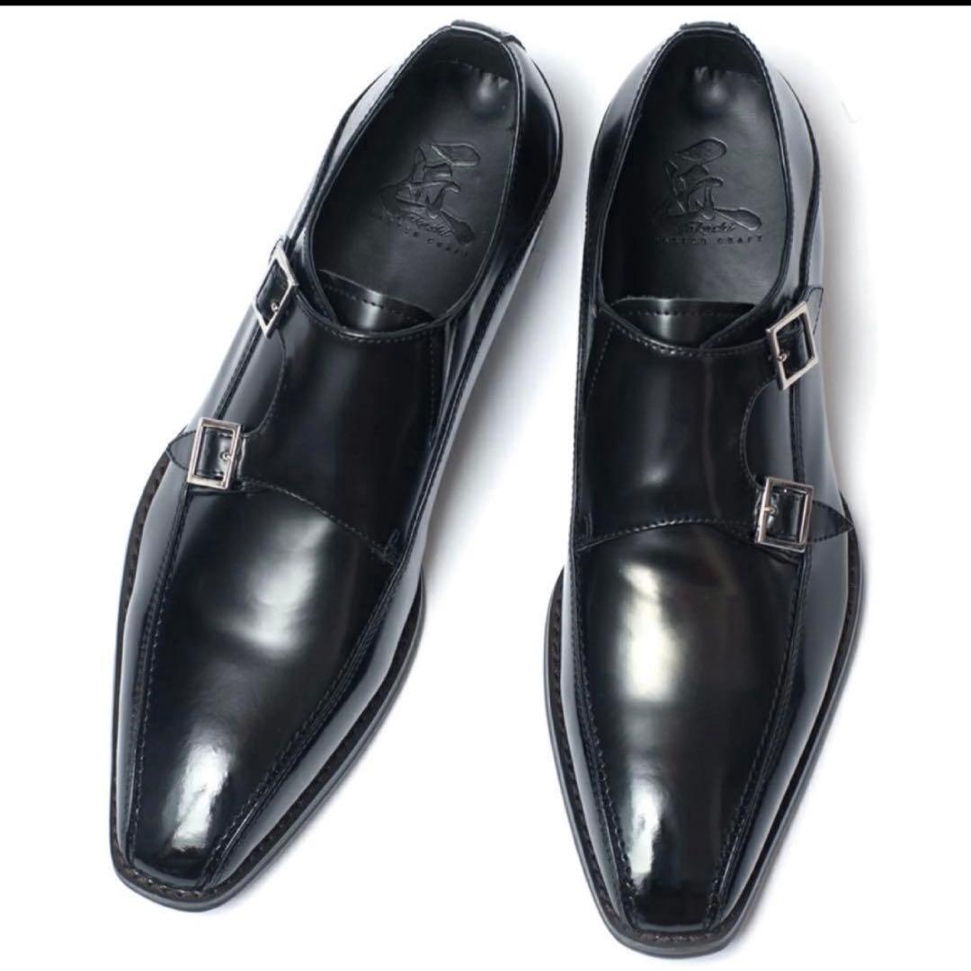 匠の靴 TAKASHI TT-29ダブルモンクストラップ ビジネスシューズ 黒