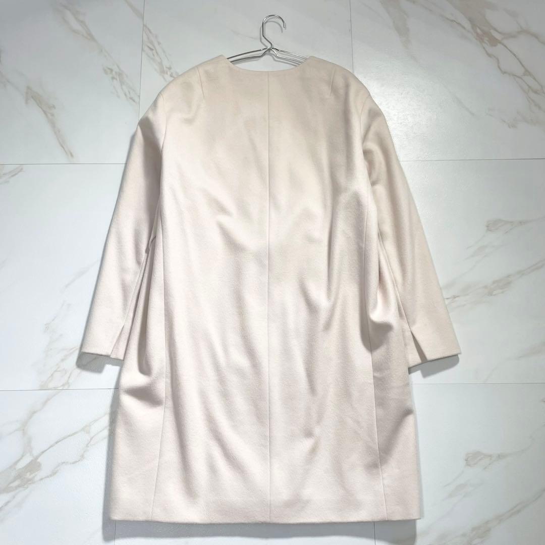 美品 23AW サイズ44✨23区 ウールカシミヤビーバーノーカラー コート 白