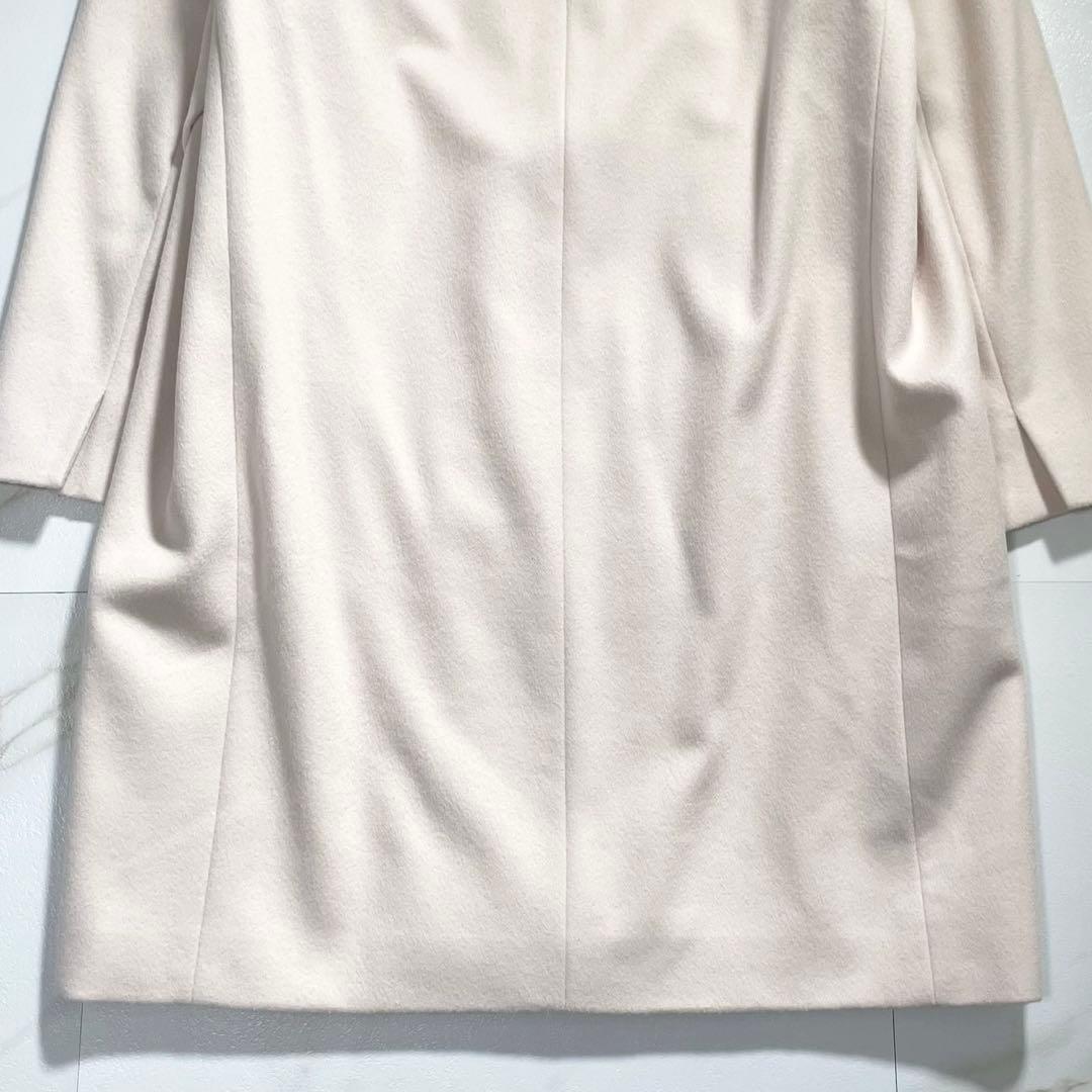 美品 23AW サイズ44✨23区 ウールカシミヤビーバーノーカラー コート 白