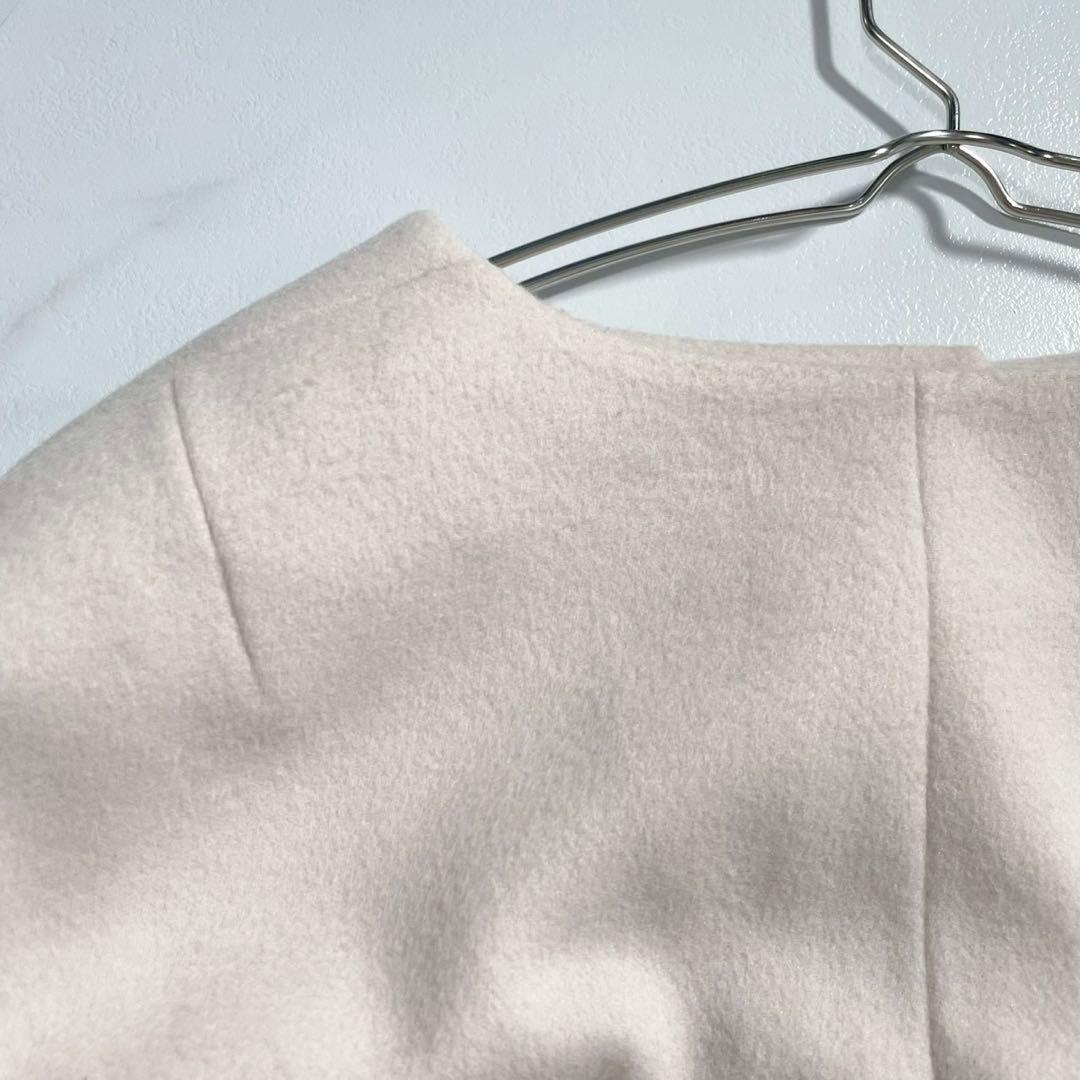 美品 23AW サイズ44✨23区 ウールカシミヤビーバーノーカラー コート 白