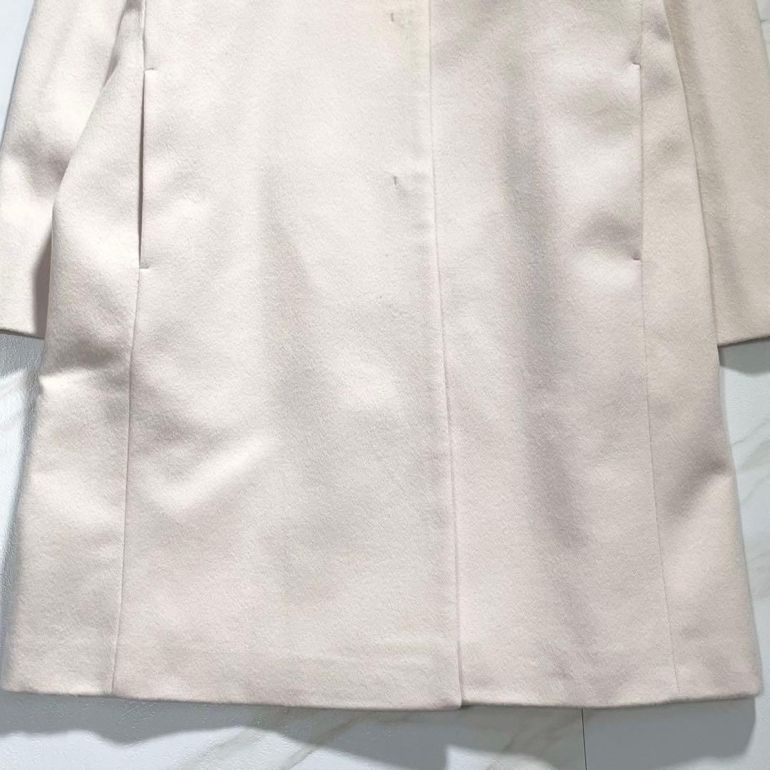 美品 23AW サイズ44✨23区 ウールカシミヤビーバーノーカラー コート 白