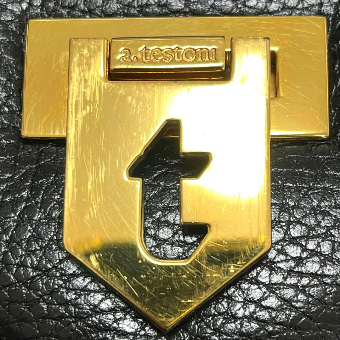 一度短時間使用のみ美品✨a.TESTONI フォーマル2wayバック　レザー　黒