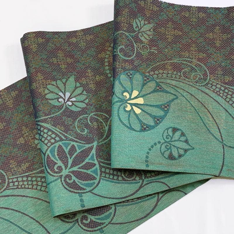 511my42◇全通 葵文様 玉虫色 異国情緒 袋帯◇美品