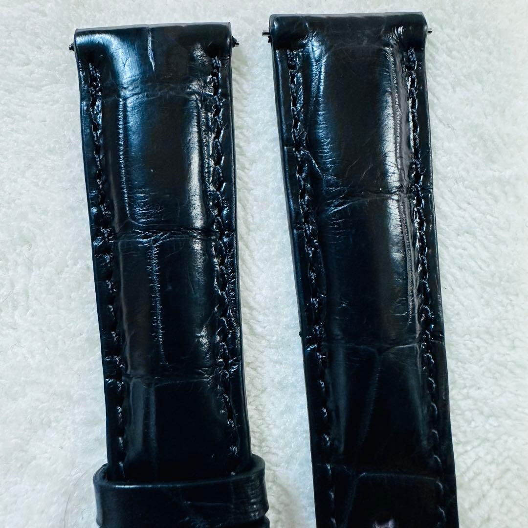 2035#19mm-16mmブラック★本物クロコダイルベルト★スイス製