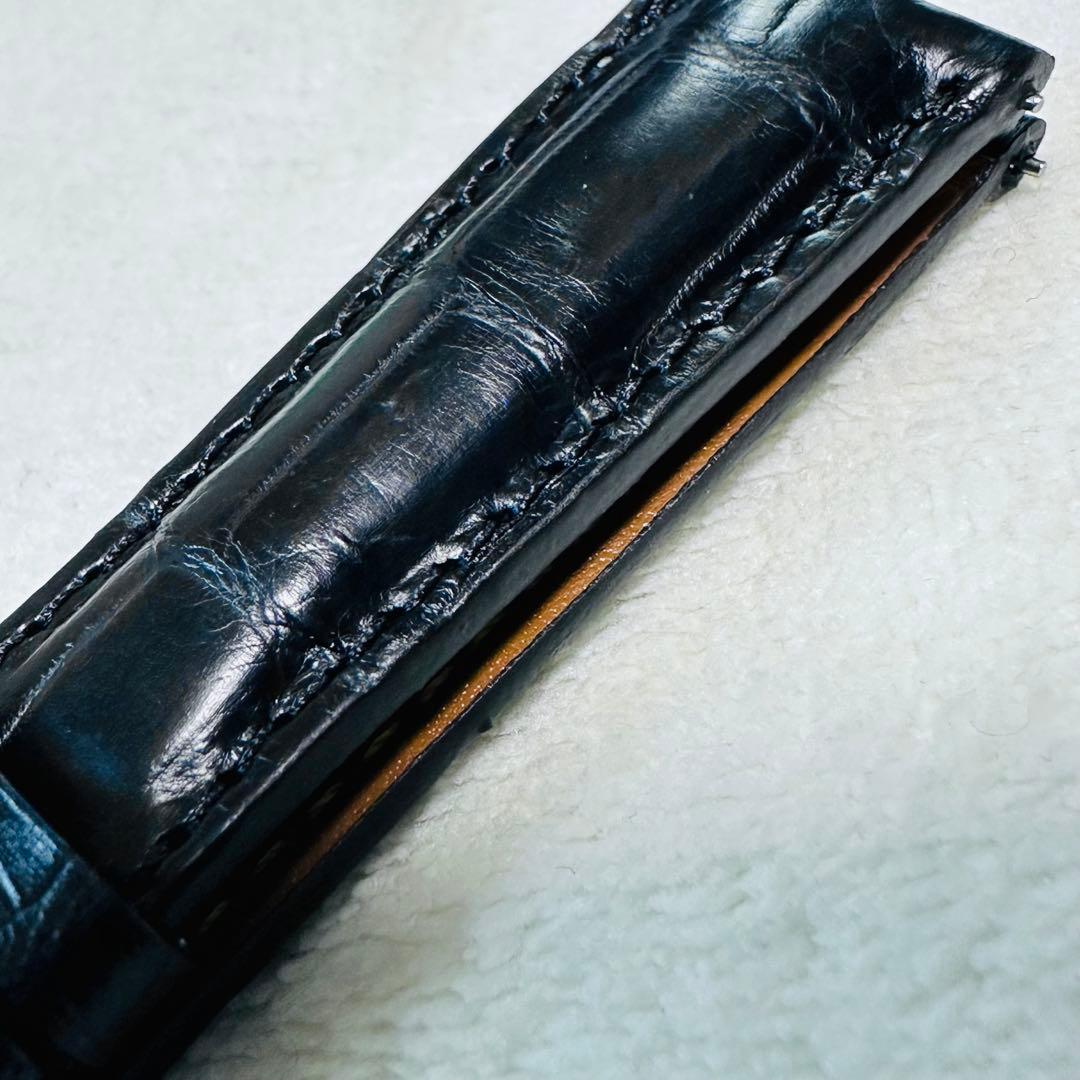 2035#19mm-16mmブラック★本物クロコダイルベルト★スイス製