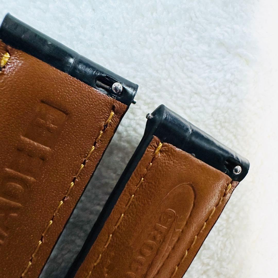 2035#19mm-16mmブラック★本物クロコダイルベルト★スイス製