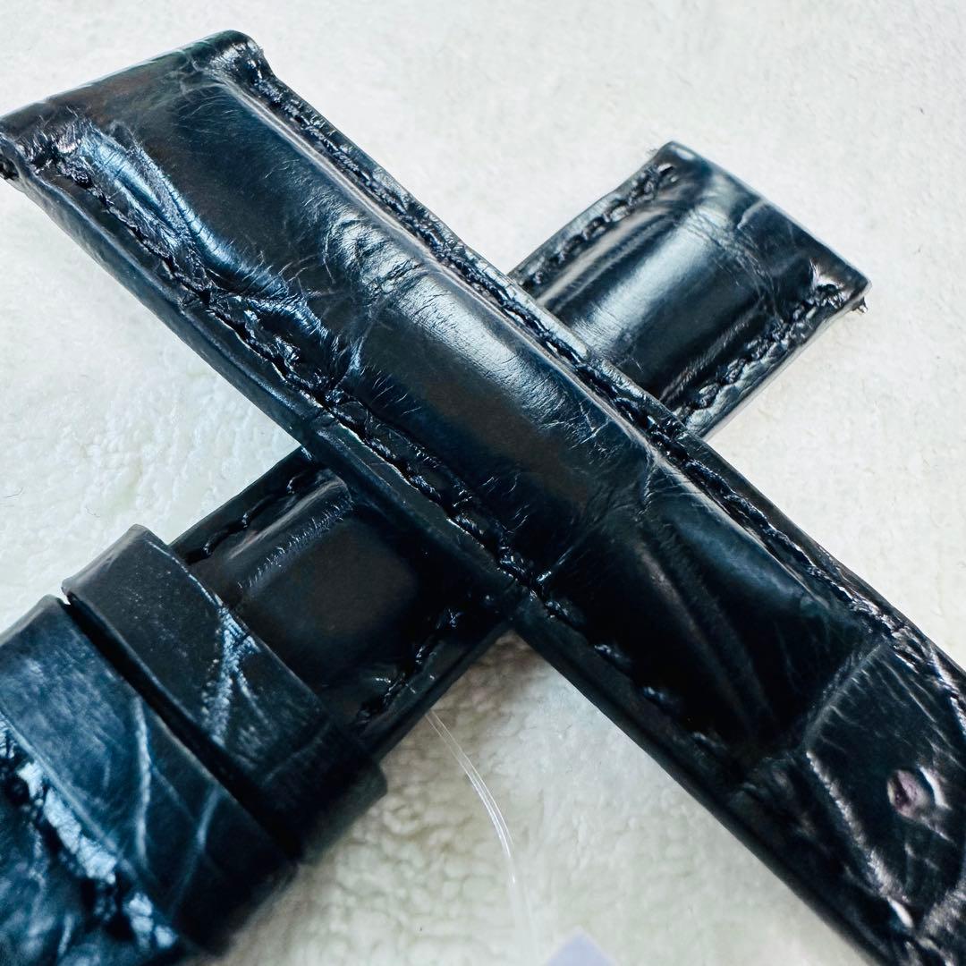 2035#19mm-16mmブラック★本物クロコダイルベルト★スイス製