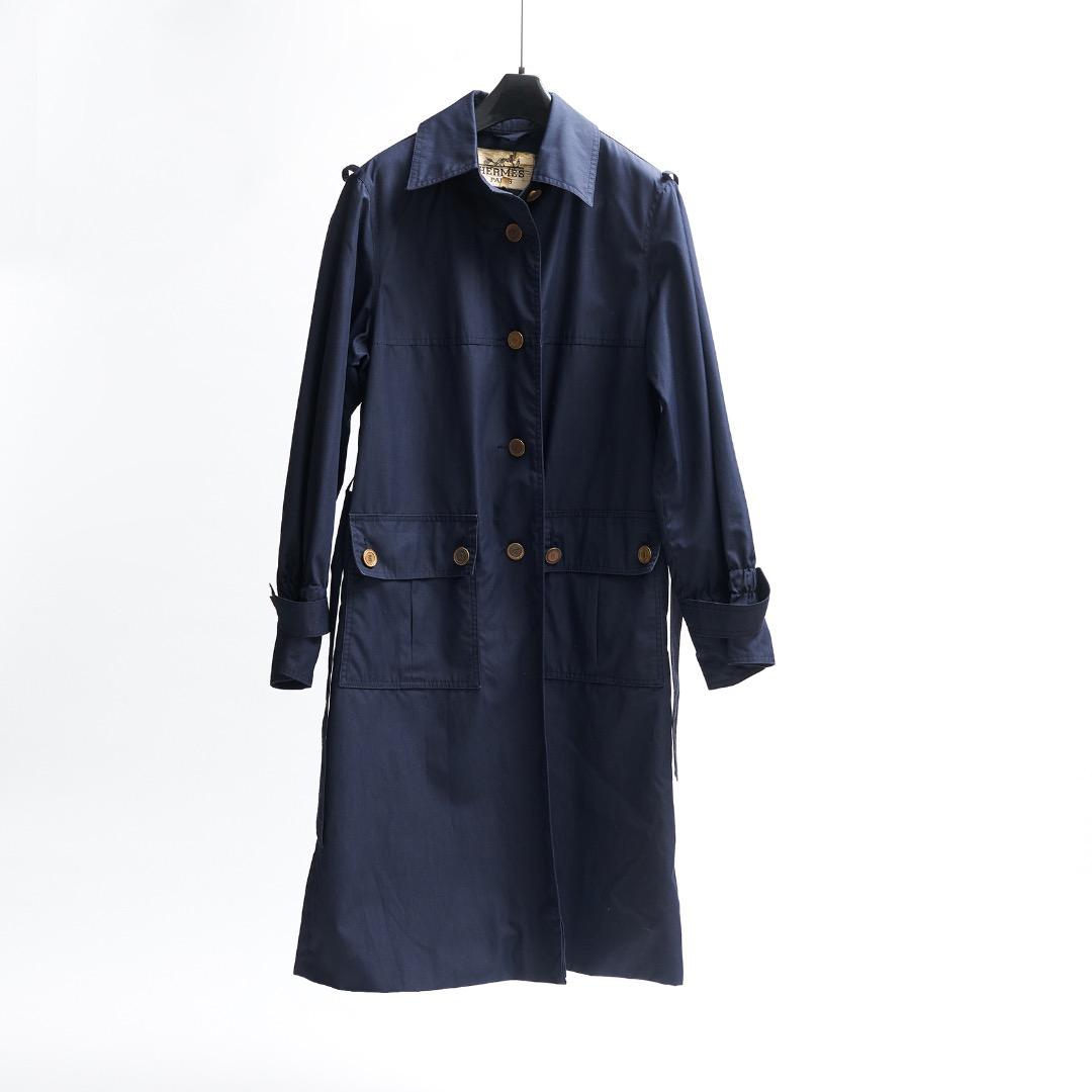 HERMES ネイビー トレンチコート ヴィンテージ size:40
