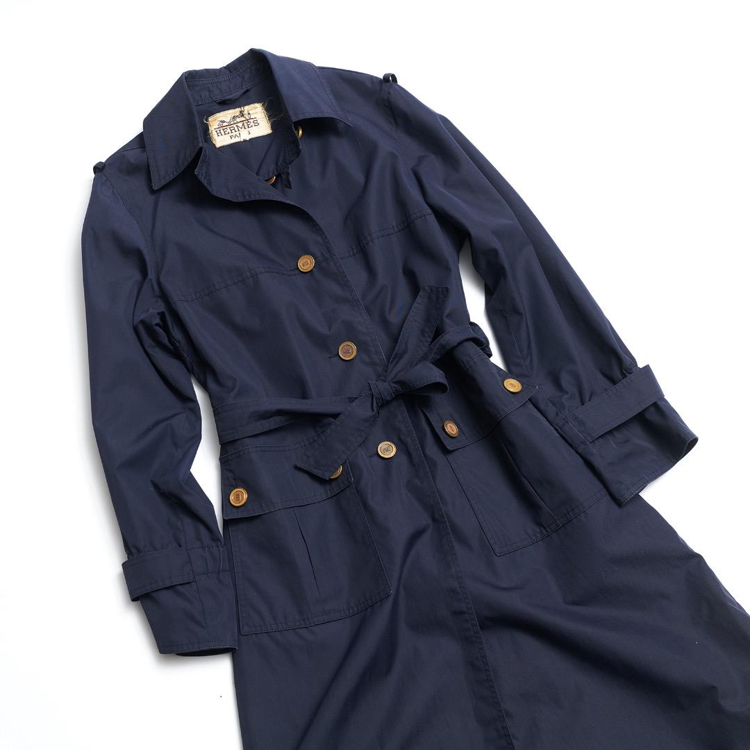 HERMES ネイビー トレンチコート ヴィンテージ size:40
