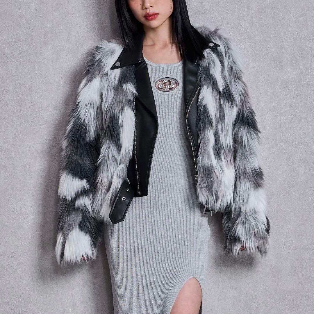 GYDA ジェイダ レイヤードエコファーライダースジャケット