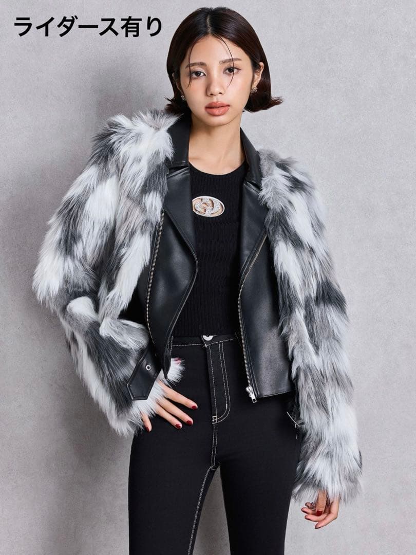 GYDA ジェイダ レイヤードエコファーライダースジャケット