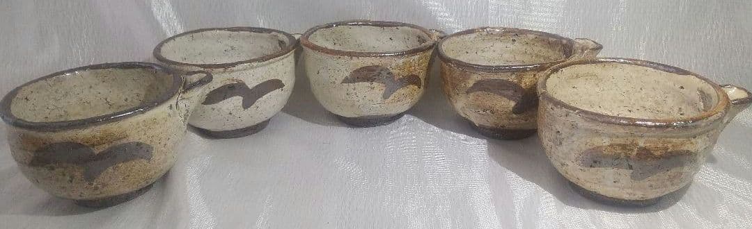 中川自然坊 【 粉引唐津 片口向付 】 五客 茶道具 懐石道具 共箱 743